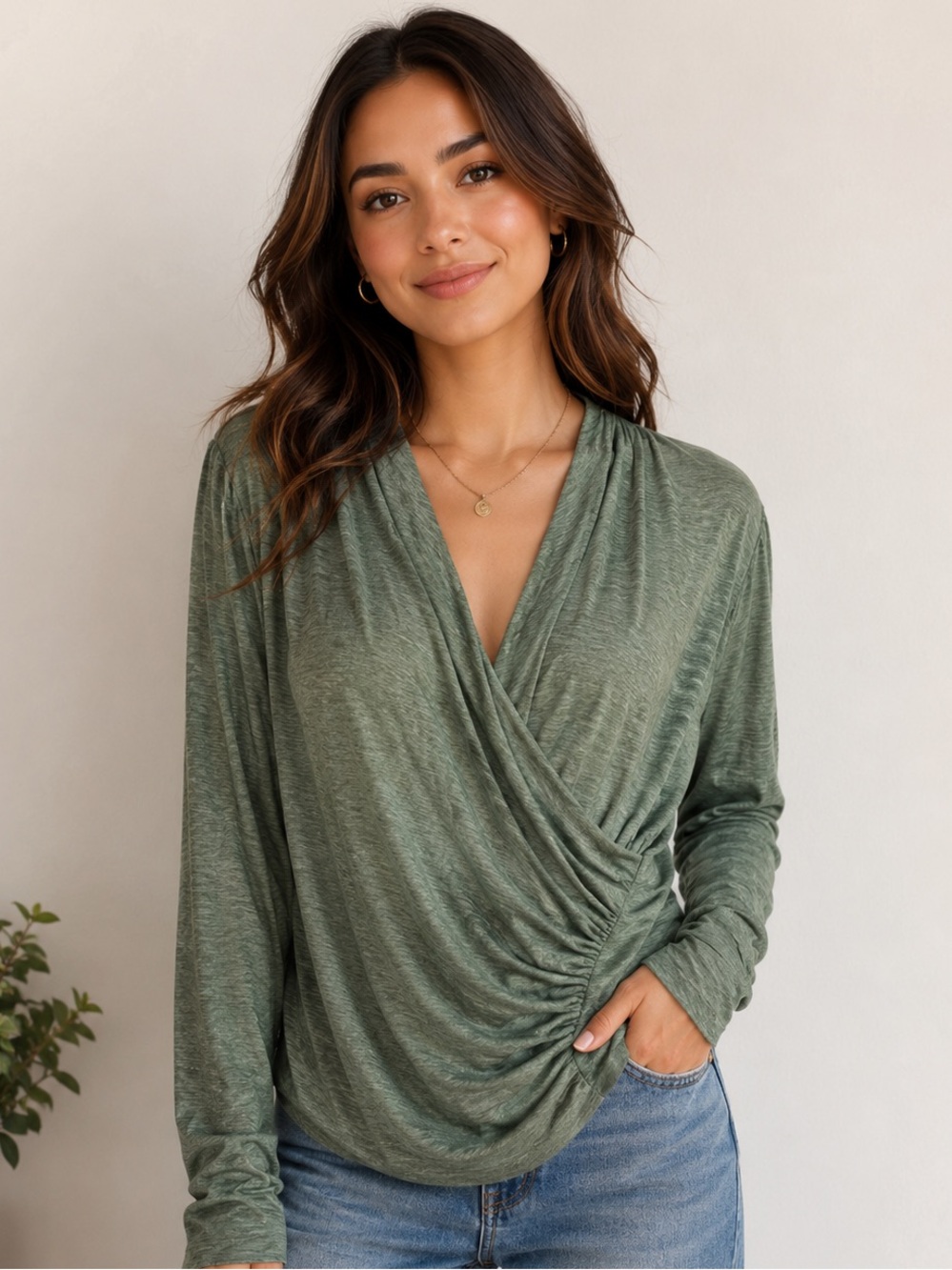 Athleta Sage Green Odyssey Wrap Top